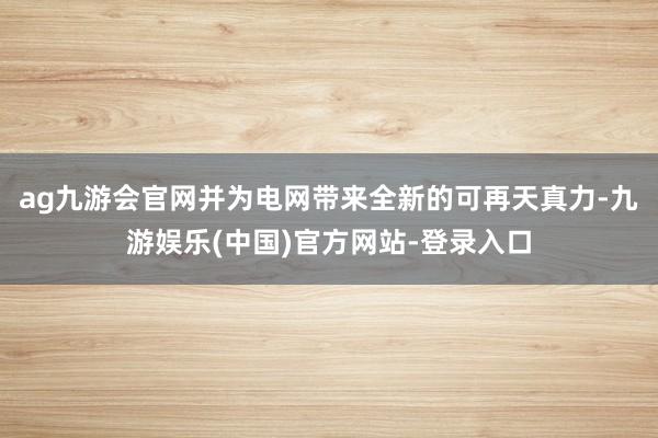 ag九游会官网并为电网带来全新的可再天真力-九游娱乐(中国)官方网站-登录入口