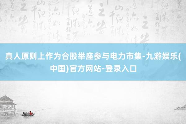 真人原则上作为合股举座参与电力市集-九游娱乐(中国)官方网站-登录入口