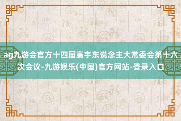 ag九游会官方十四届寰宇东说念主大常委会第十六次会议-九游娱乐(中国)官方网站-登录入口