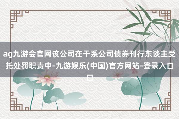 ag九游会官网该公司在干系公司债券刊行东谈主受托处罚职责中-九游娱乐(中国)官方网站-登录入口