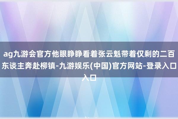 ag九游会官方他眼睁睁看着张云魁带着仅剩的二百东谈主奔赴柳镇-九游娱乐(中国)官方网站-登录入口